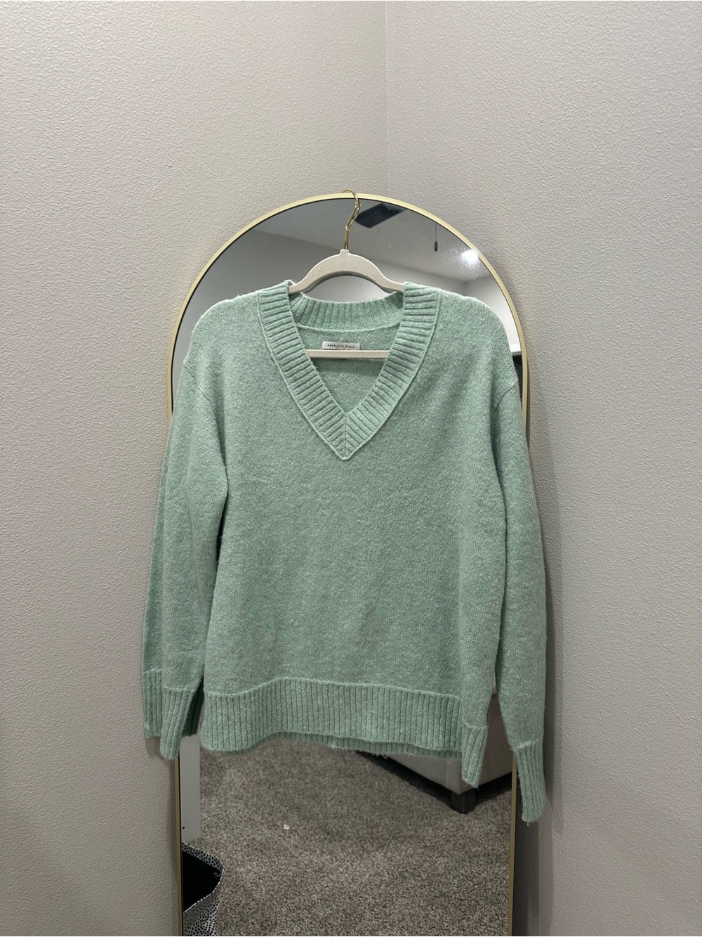 Light Green V-Neck Women's Sweater
